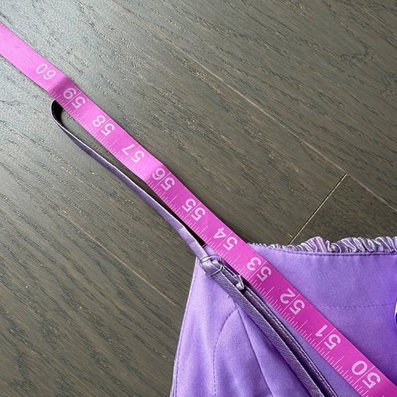 Ieena for Mac Duggal Purple Metallic Iridescent Maxi Dress Gown Pleated V-neck 6 - Picture 10 of 11